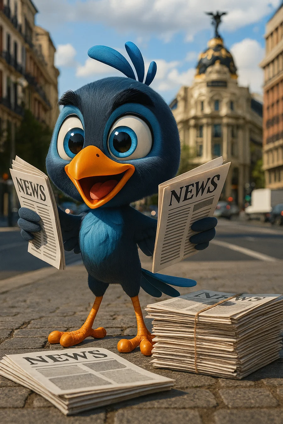 Mappy repartiendo periódicos